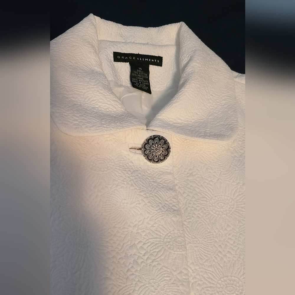 Nwot! Grace Elements White Cropped Jacket Size M - image 2